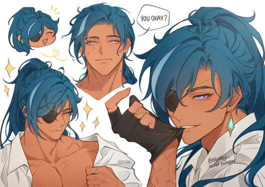 High ponytail Kaeya sketch